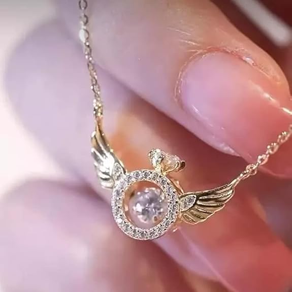 Rose Gold Angel Wings Pendant Chain